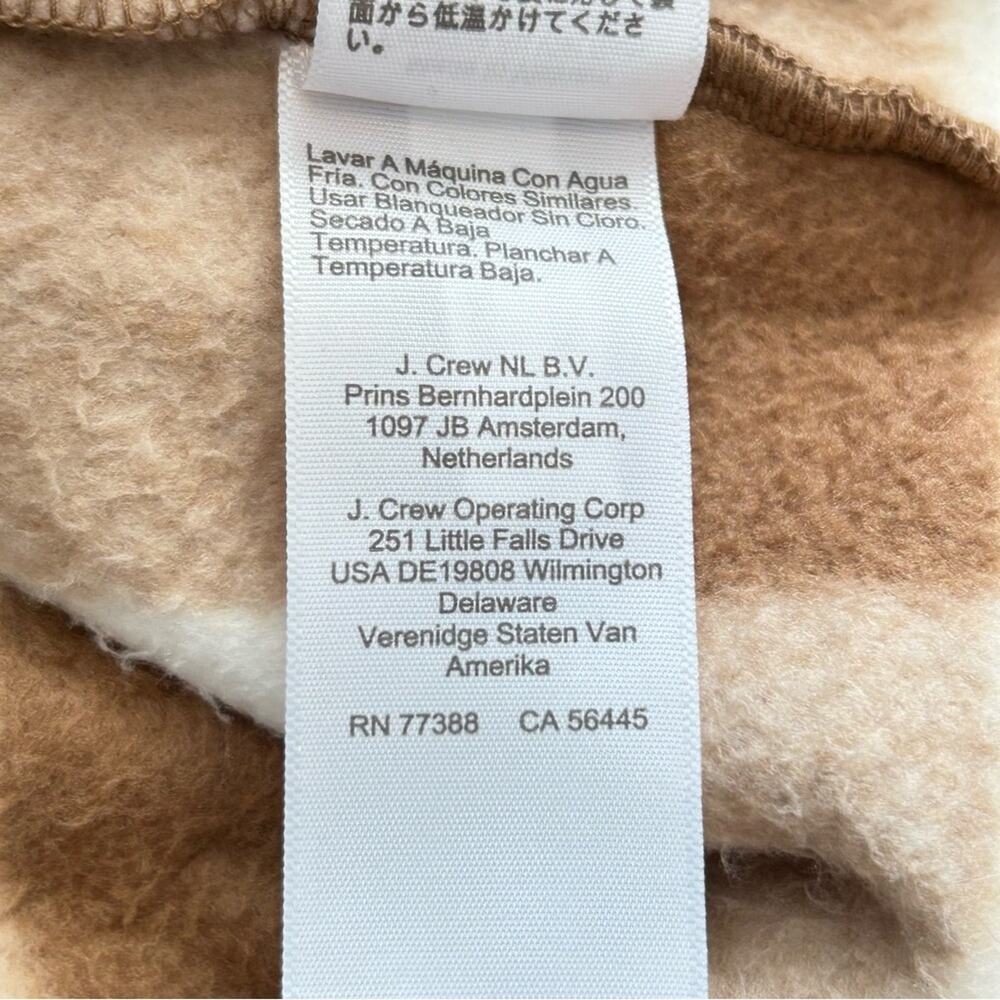 J Crew Tan Checkered Full Zip Sherpa Jacket with Pink Detail Medium - Picture 9 of 10